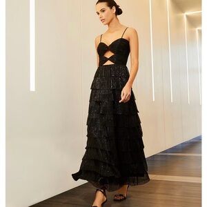 Gianni Bini Black Tiered Evening Dress